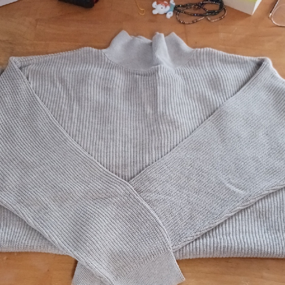 Style & Co. Gray Ribbed Turtleneck Sweater